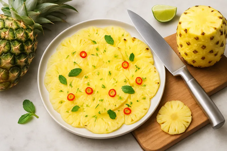 Stap-voor-stap: ananas carpaccio snijden en voorbereiden