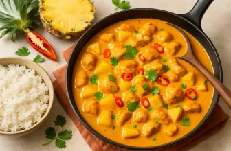 Tropische kip in romige kokoscurry met ananas: zoet, pittig en onweerstaanbaar